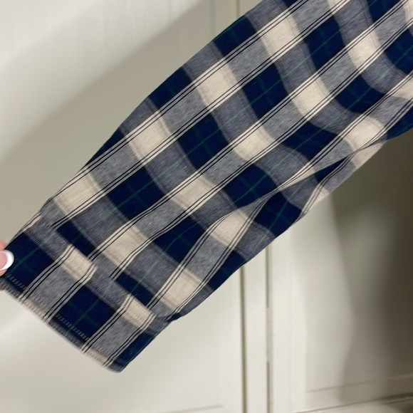 Paparazzi Blue Plaid Flannel Velvet Embroidered Button Down Shirt Size 2X Navy - Picture 4 of 11